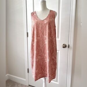 Orvis Women Floral Sleeveless Linen Blend Dress Small Coastal Grandma Lagenlook